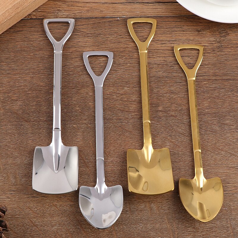 1 st retro spade kaffesked rostfritt stål dessert sked vattenmelon sked glass sked spets spade platt spade gou