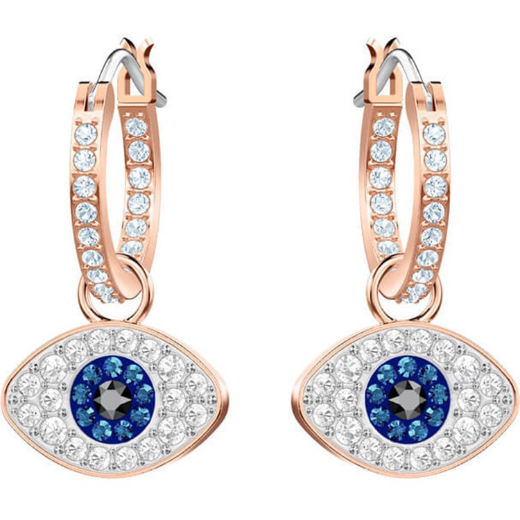 Blue Devil's Eye Necklace Icy Wind Pendant Rose Gold Bracelet Tassel Female Earrings Jewelry Sets: A9