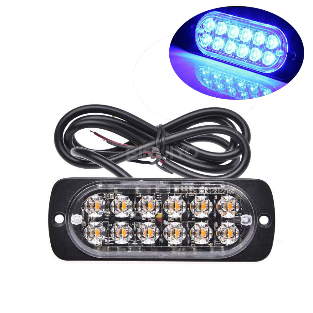 12 LED Strobe Lights Emergency Flashing Beacon Warning Light 12V 24V Stroboscopes For Auto DRL Car Truck Police Amber Red Blue: Crystal Blue