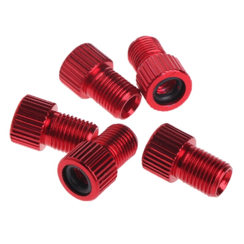 5pcs Presta Schrader Bicycle Valve Adapter Air Pump Road Bike Tire Gas Tube Tool: Red