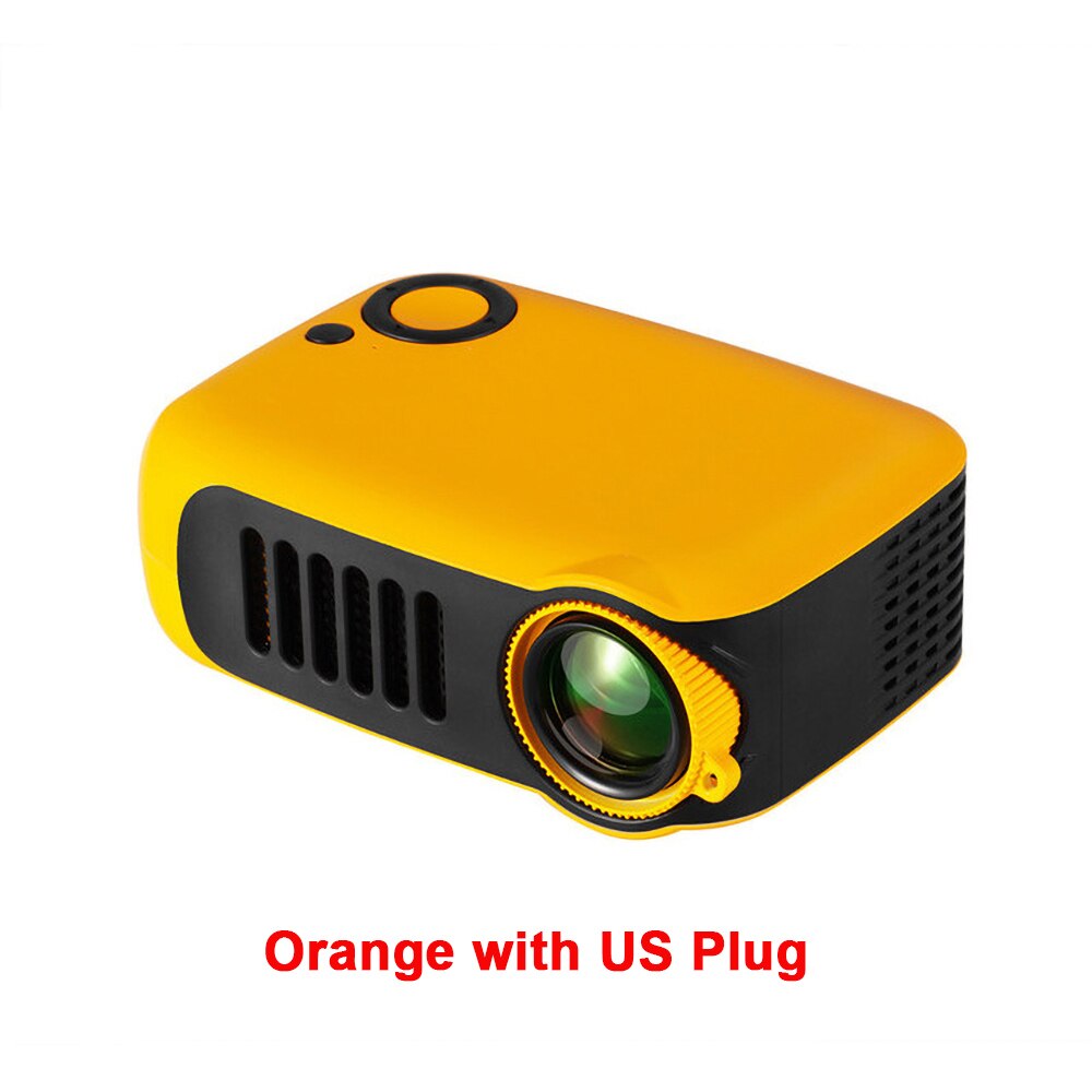 Portable A2000 Mini Projector With Tripod Support 1080P HDMI Micro SD Card USB LCD 50000 Hours Lamp Life Home Video Proyector: Orange and US Plug