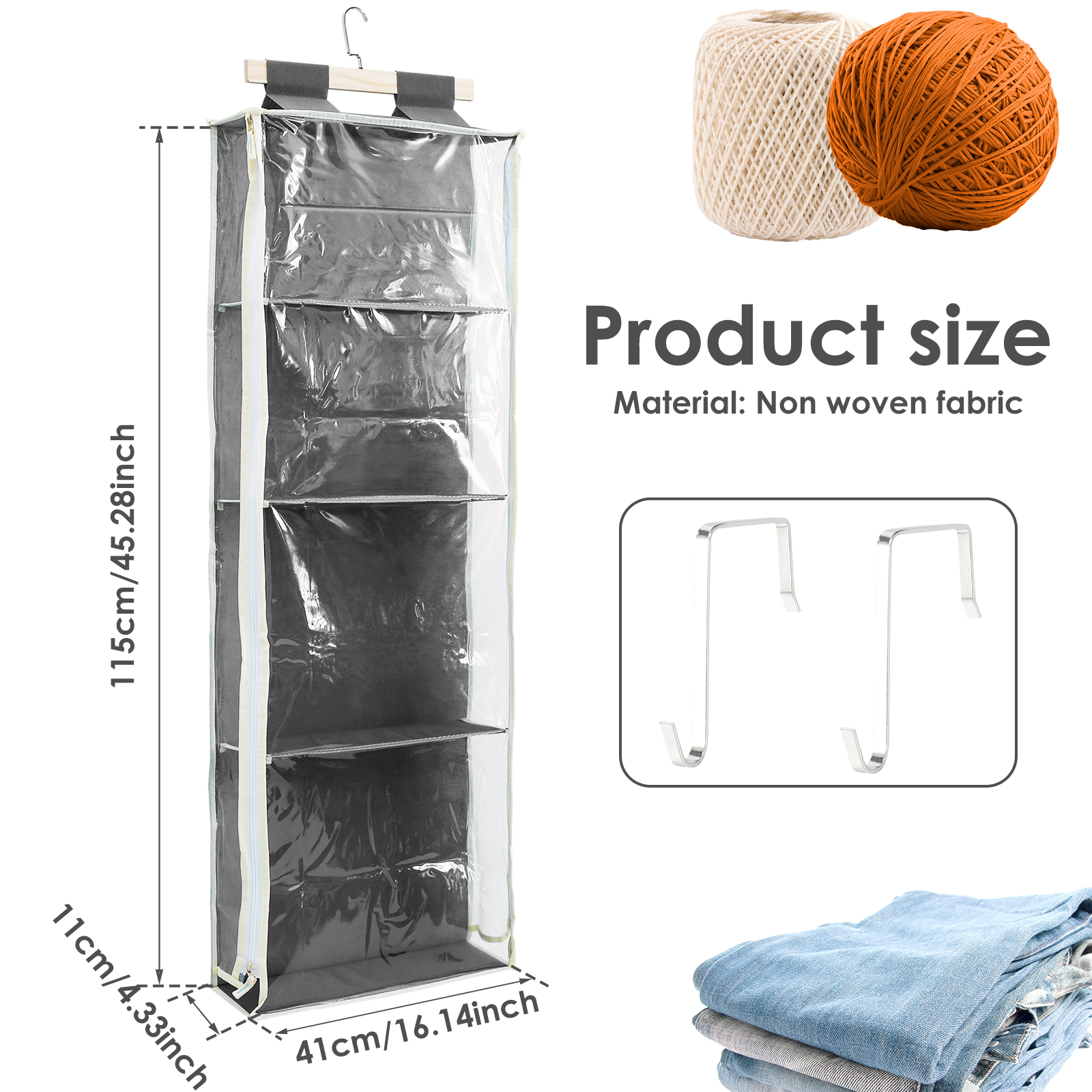 Organizador sobre la puerta con 4 bolsillos grandes, organizador de tejido de gran capacidad, almacenamiento con cremallera, bolsa colgante de felpa/hamaca para juguetes: Verde