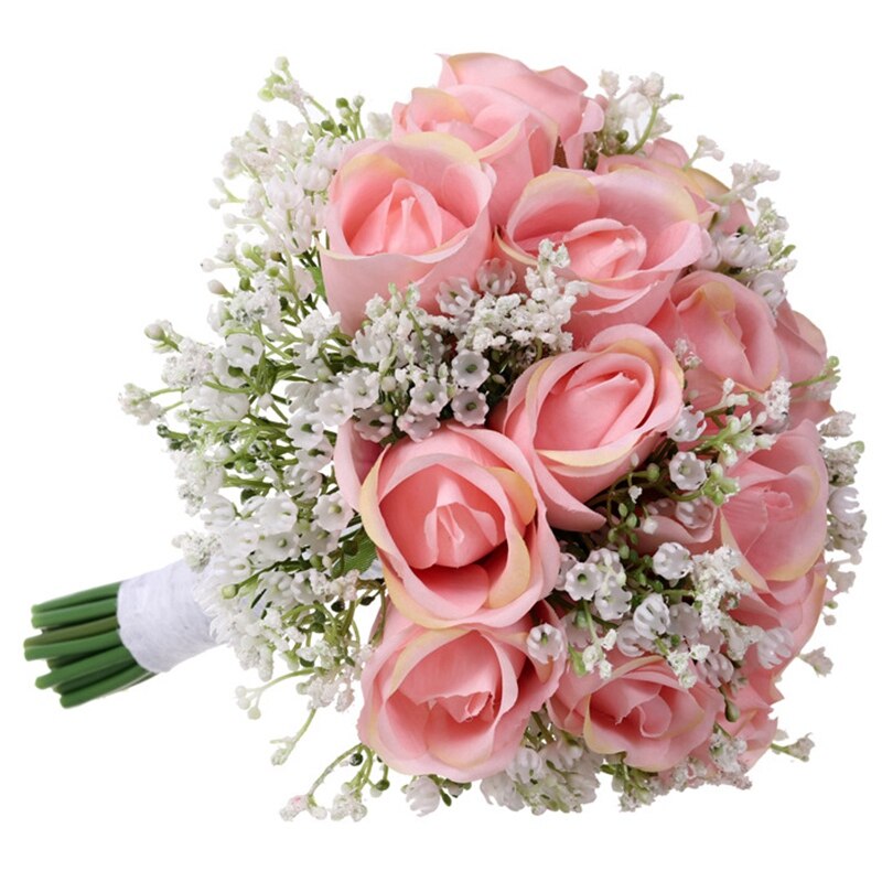 Bruid Bedrijf Bloemen Romantische Bruiloft Kleurrijke Gypsophila Bruid Boeket Roze Bruidsboeketten
