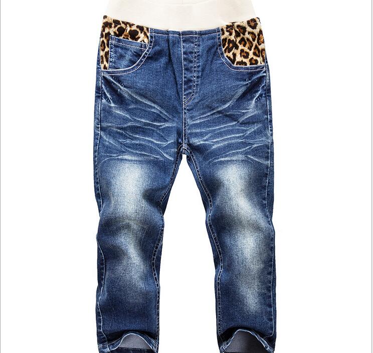 Nuove 2017 Ragazzi Pantaloni Jeans Per Il Ragazzo di Alta Qualità Leopardo grano Tasche Design Kids Jean dei bambini Dei Jeans A Vita Elastica Del Denim Pant