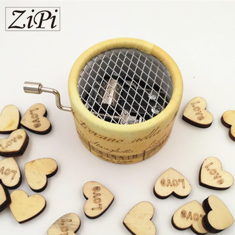 Zipi-caja de música de papel con manivela redonda, 18 toneladas de movimiento de caja musical artesanal, música romántica, de Navidad y cumpleaños