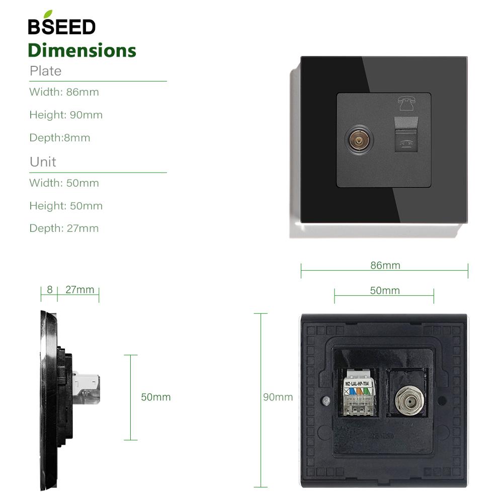BSEED Wall TV Power Outlet Telphone Wall Socket CAT5 Wall Outlet Sockets