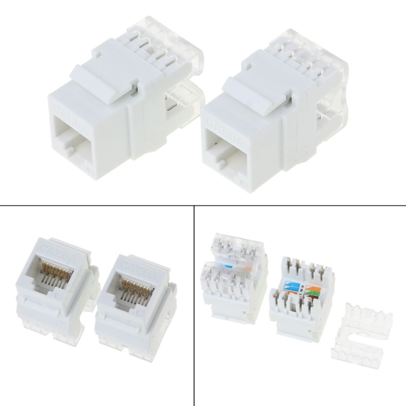 2Pcs UTP CAT6A Network Module Information Socket RJ45 Keystone Connector Cable Adapter Keystone Jack
