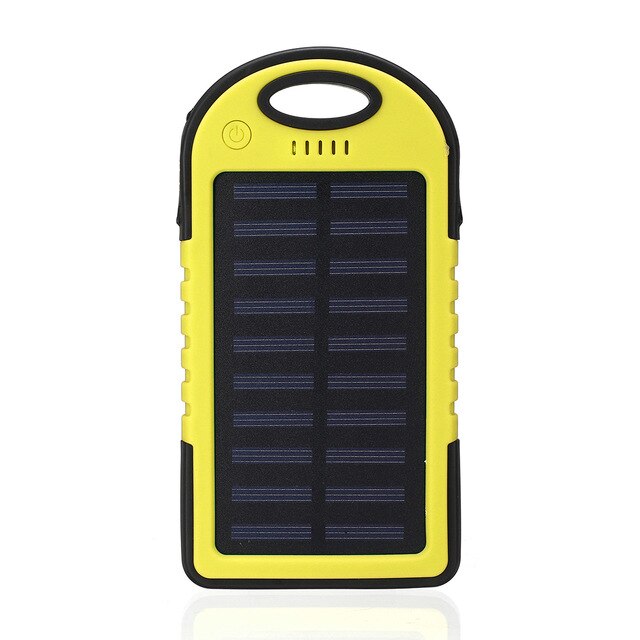 Portable Solar Power Bank Battery Solar Panel Dual USB SOS LED Light Solar Battery Cell Phone Charger 12000mAh Waterproof: yellow