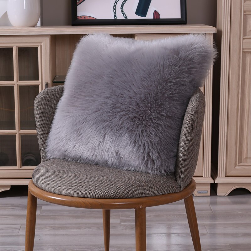Faux Fur Fluffy Pluche Zachte Sofa Sierkussen Cover Kussen Case Solid Home Decor Woonkamer Slaapkamer: Dark Gray