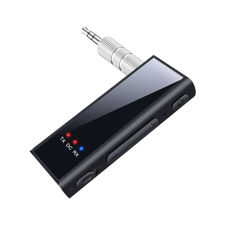 Bluetooth 5.4 Audio Receiver Transmitter 2 in 1 Hifi Stereo Wireless Adapter 3.5MM AUX With Mic For Car Airplane TV PC Speaker: black