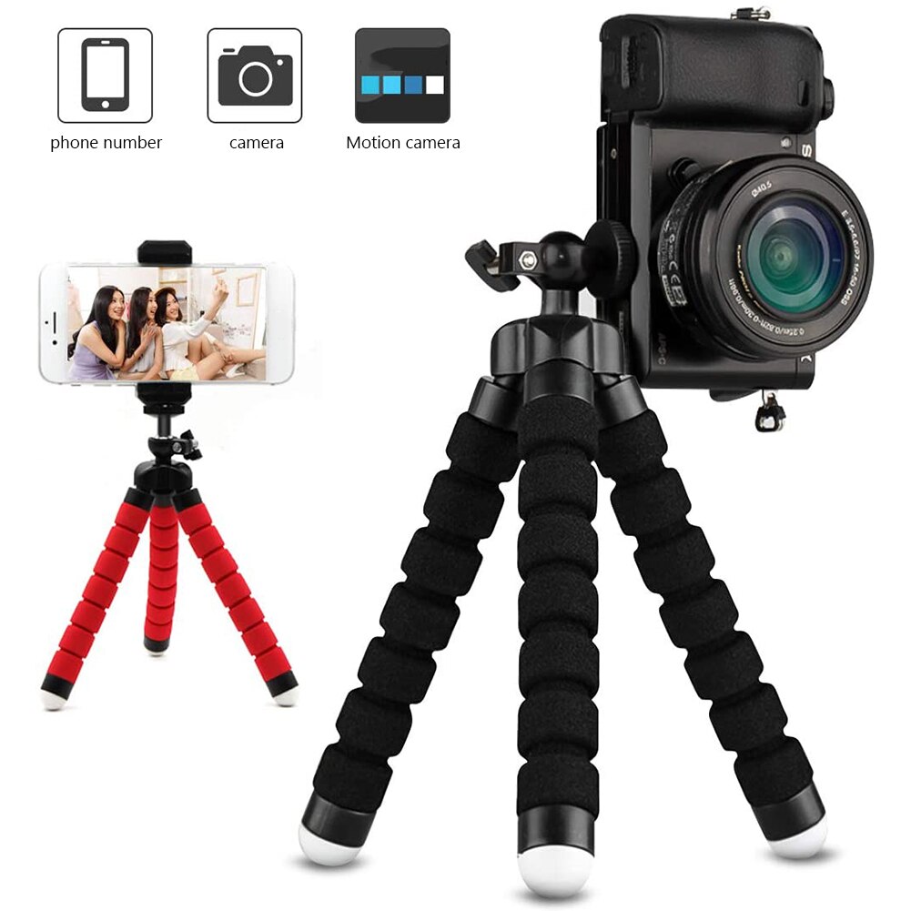 Sponge Octopus Tripod with Bluetooth Remote Shutter Mini Flexible Kit Outdoor Mobile Phone Decoration for Cellphone