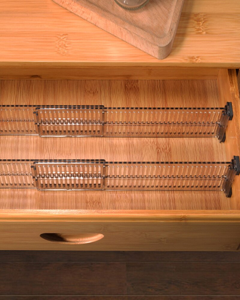 2Pcs Adjustable Drawer Separator Divider Cabinet Storage Partition Divider Plastic DIY Organizer Division Board Clapboard