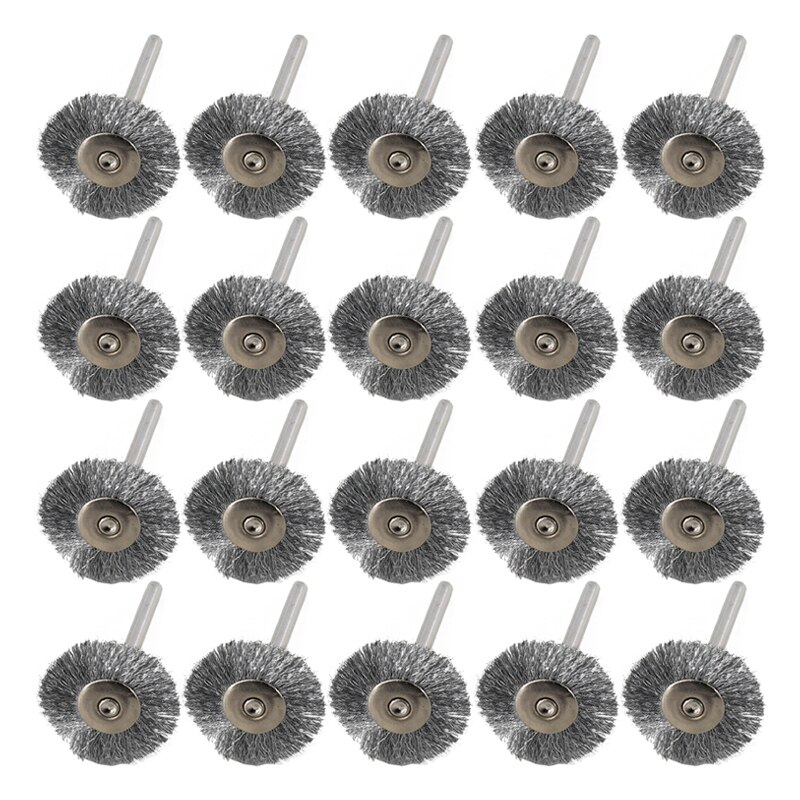 Xcan Roestvrij Staaldraad Wiel Borstel Set 20 Stuks 3.0Mm Shank Polijsten Borstel Voor Dremel Rotary Gereedschap: Default Title