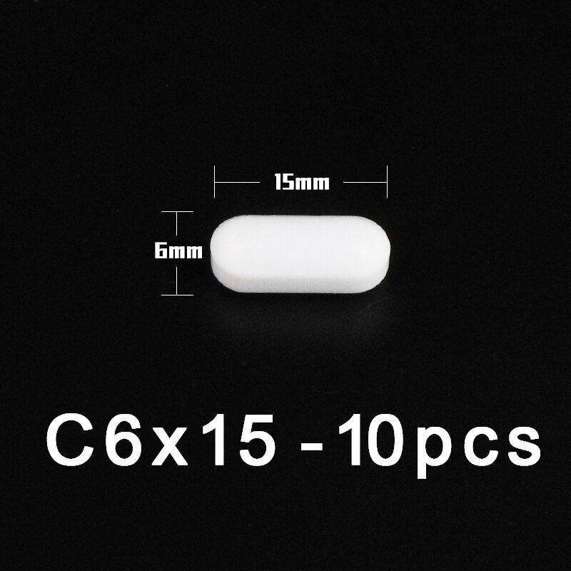 PTFE Magnet Rührer Rühren Bar Zylindrischen Typ-C Magneton Rühren Rührgerät Weiß Dreh Riegel, mehrere Größen Für Wahl, 10 stücke: C6x15mm-10Stck