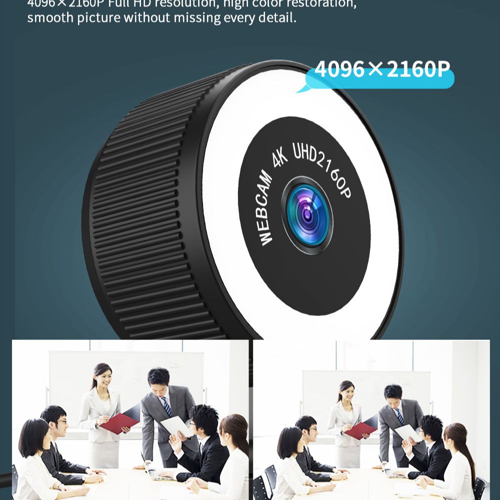 Cámara Web 4K con micrófono, Webcam gran angular C560 de 120 °, 800W, USB, lámpara de llenado de brillo integrada
