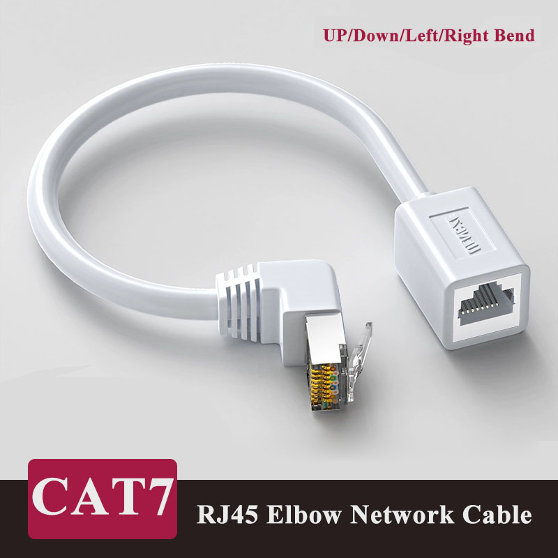 Rj45 stk. katt. 7 nettverkskontaktledning 10 gigabit albue datamaskiner bredbåndstilkobling forlengelseslinje  rj45 hann-til-hunn-forlenger