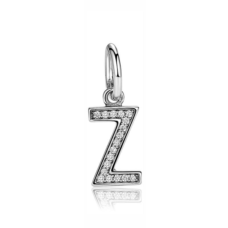 Original 100% de Plata de Ley 925 del encanto del grano de A-Z cartas colgante encantos alfabeto pulseras de las mujeres la fabricación de la joyería DIY