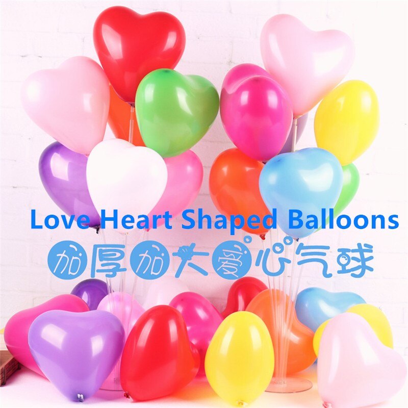 100 pcs/lot 10 pouces 2.2g Thinken Latex ballon romantique coeur forme ballons saint valentin mariage anniversaire fête décoration jouet: 12 Multicolor