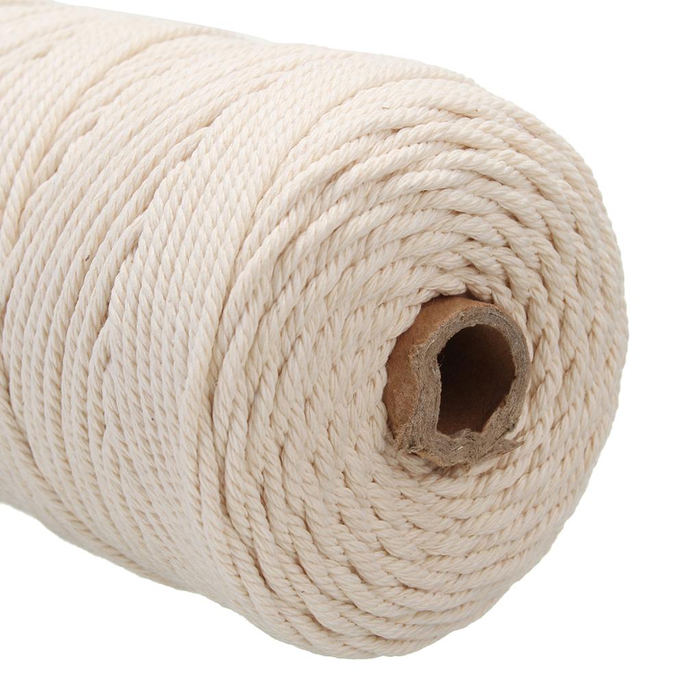 100% Cotton Rope Macrame Cords Beige Twisted String Cotton Cord For Handmade Natural DIY Home Wedding Accessories