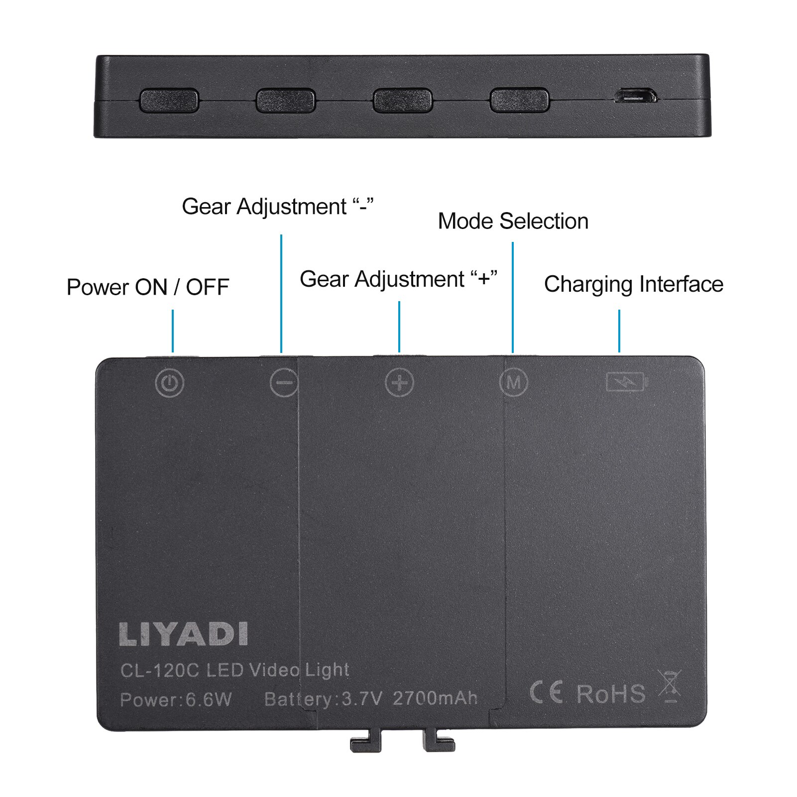 LIYADI-Lámpara de Color RGB para cámara, 50 Uds. De luz LED para vídeo, modos de iluminación 9, 12 niveles de brillo, 3200 ~ 5600K, luz de relleno de Color