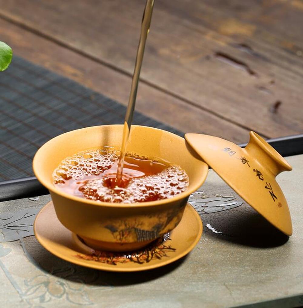 Kinesisk tesæt turee gaiwan vintage håndmalet keramisk teservis sæt yixing lilla sand porcelæn kung fu tesæt skål