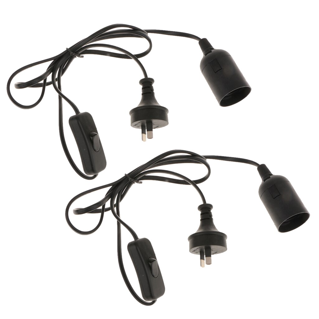2pcs E27 Hanging Light Lamp Bulb Socket Cord AU Plug Adapter with Switch