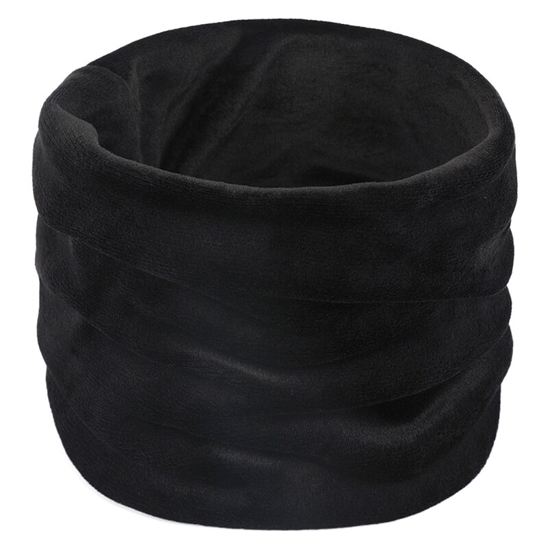 Winter Goud Fluwelen Ring Sjaal Voor Vrouwen Effen Kleur Zachte Halswarmer Vintage Vrouwen Mannen Cirkel Snood Sjaals Paar Unisex: Black