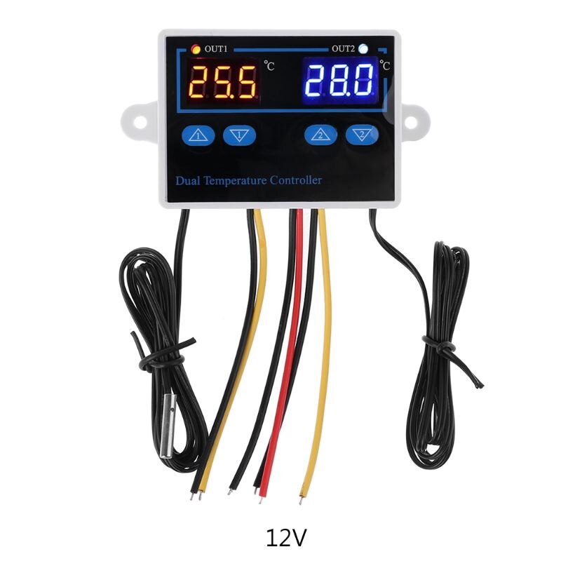 Dubbel termostat för inkubator 10a digital uppvärmning kyltemperaturregulator: -12v