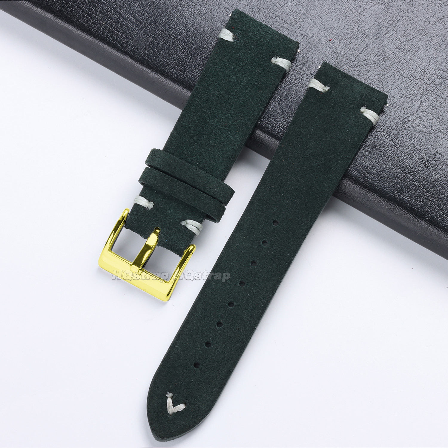 Guldspänne armband 18mm 20mm 22mm mocka läder vintage rem snabbkoppling klockarmband sportarmband tillbehör: Svartgrå / 12mm