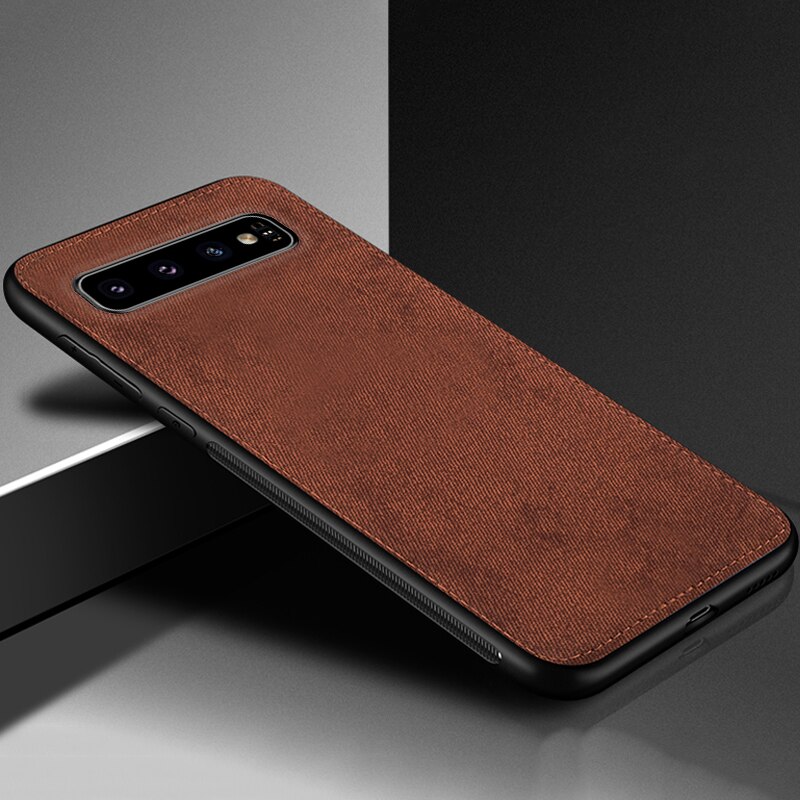 Funda de tela magnética de lujo para Samsung Galaxy S8 S9 S10 Plus Note 8 Note 9 fundas de silicona suave con textura de tela ultrafina: For Samsung S8 / Brown