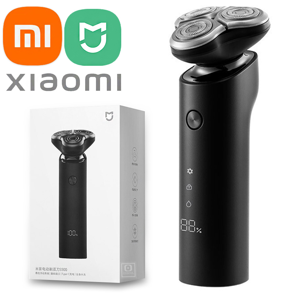 Xiaomi Mijia Shaver Electric Mi Shaver for Men S500 Razor Beard Shaving Machine Trimmer LED Display 3 Blades Heads Floating: Xiaomi Shaver S500