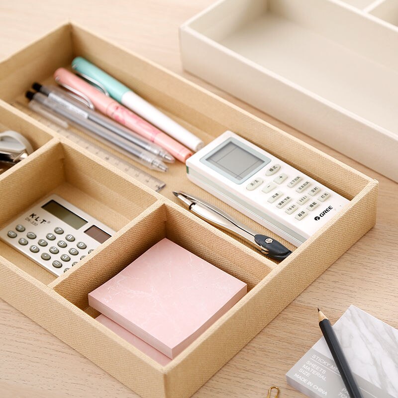 Paper Tray Office Storage Box Desktop Debris Compartment Remote Control Storage Box Solid Cardboard Shelf Desk Organizer Storage