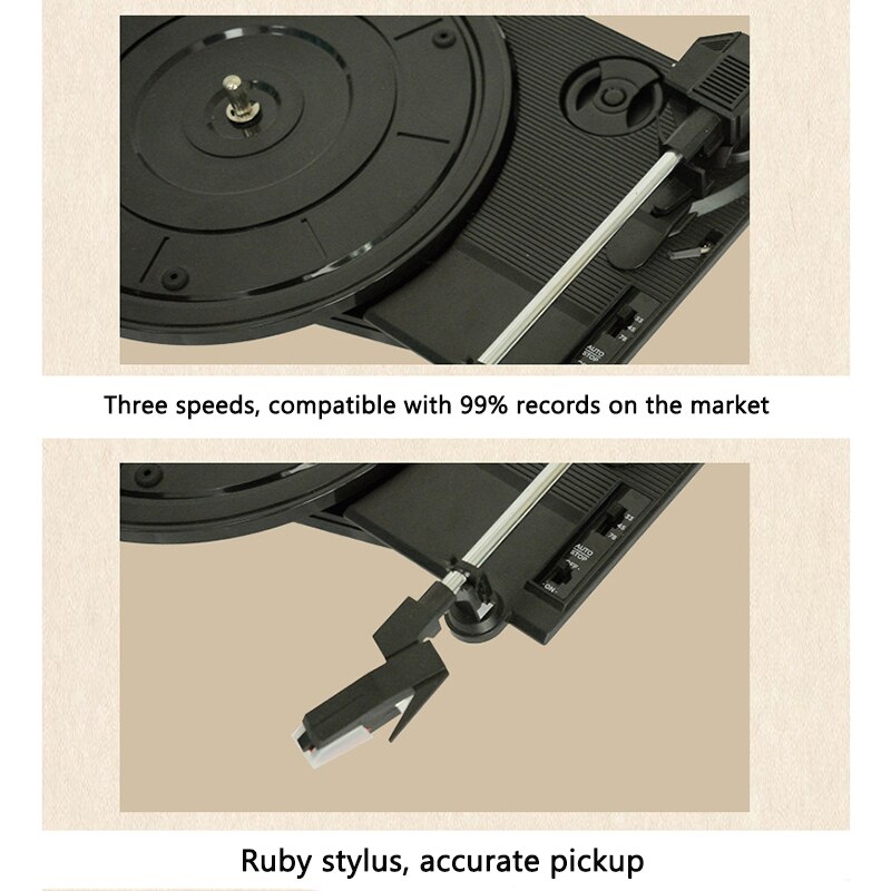 33/45/78 RPM Vintage Brown Wireless bluetooth ortable Suitcase Turntable Vinyl Record Phone Player Aux-in Line-out 100-240V