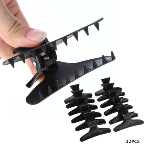 12 Pcs Praktische Zwarte Plastic Vlinder Stijl Haarspeld Haar Klauw Clip Voor Dames Wasknijpers