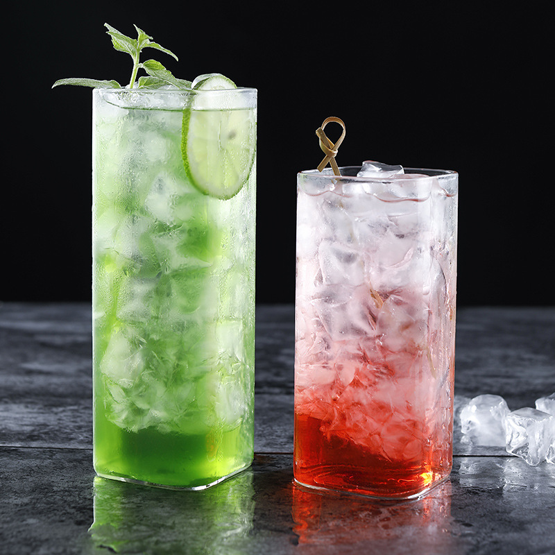 Verre fin carré nordique 250-500ml, style nordique, verres transparents, boisson froide, jus de Cola, café, lait, tasse, fournitures de cuisine de Restaurant