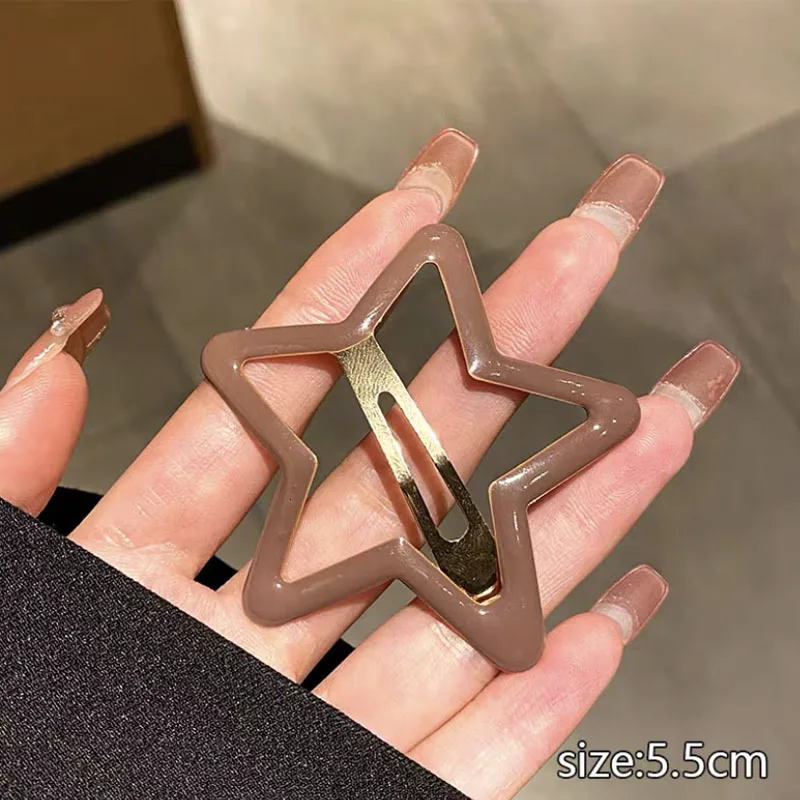 Große Stern-Haarspangen für Frauen, Mädchen, freundlicher, Y2K, süßes süßes Mädchen, bunte fünfeckige Haarnadel, BB-Clip, Kopfbedeckung, Zubehör, ,: Grau