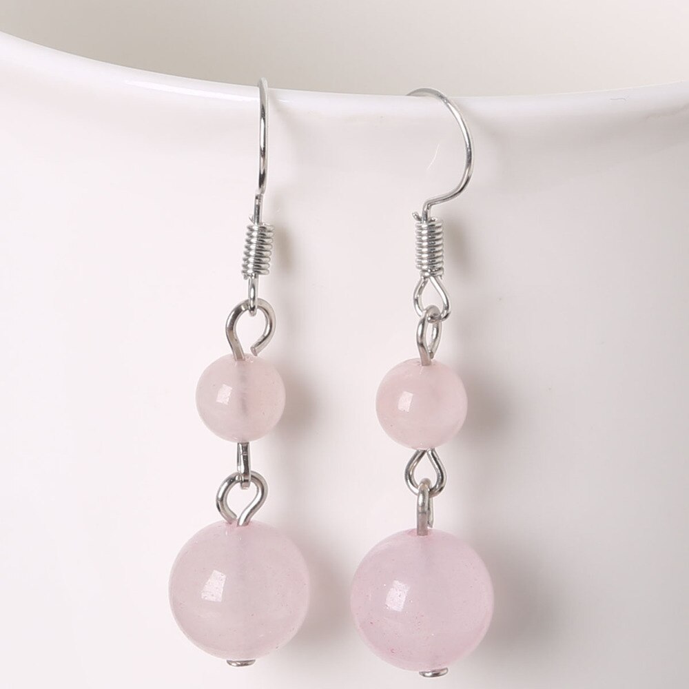 Earrings for girl Natural Stone Beads Dangle Long Lady Earrings for Jewelry Making Women DIY Charms Ear crafts: Rose Quartz