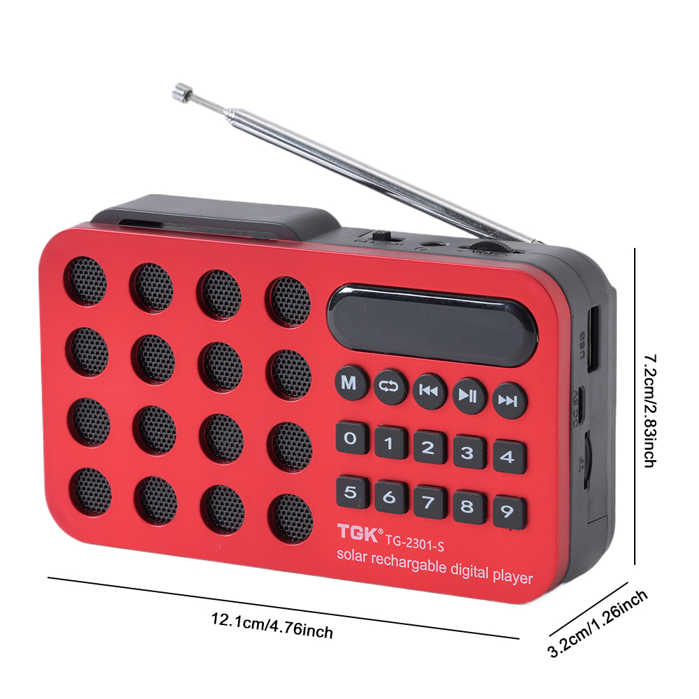 Mini radio FM Akumulatorowe radio cyfrowe USB Bluetooth Przenośne radio solarne Głośnik Odtwarzacz muzyczny Odbiornik radiowy Wbudowany głośnik: green