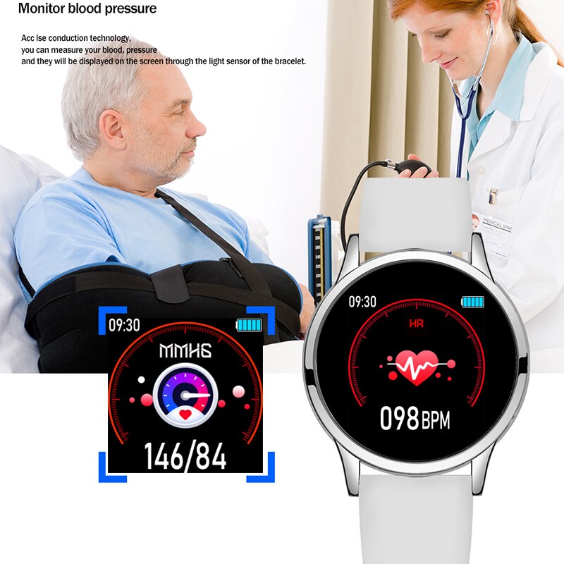 Lige smart ur kvinder blodtryk pulsmåler fitness tracker sport smart band alarm ur påmindelse smart armbånd