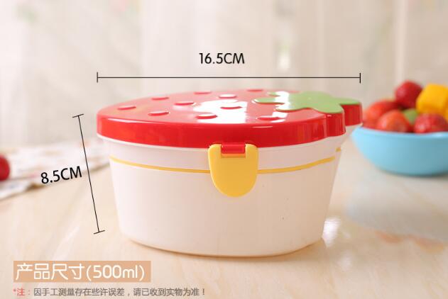 1PC Two layers Cute Strawberry Shape Lunch Boxs Food Fruit Storage Container Portable Bento Box Anti Leakage Food NV 002