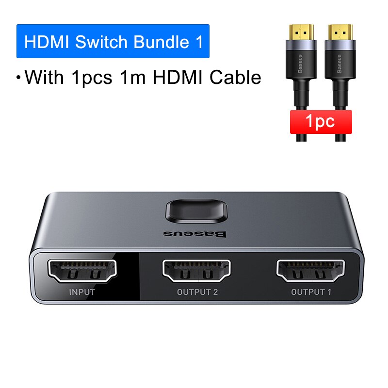 Baseus 4K Hdmi Splitter Schakelaar 1X2 & 2X1 Adapter 2 In 1 Out Hdmi Converter switcher Adapter Voor PS5 PS4 Hd Tv Box 4KHD Schakelaar: 4KHD Switch Bundle 1