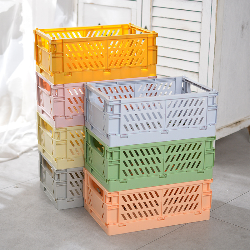 Opvouwbare krat Plastic opvouwbare opbergdoos Mand Utility Cosmetische container Desktophouder Thuisgebruik Schoolbank opbergdoos