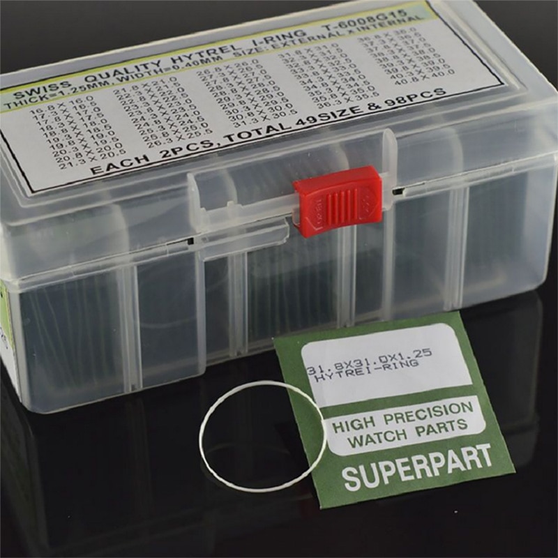 1 einstellen 49 Größen wasserdichter O-Ring-Uhrenrückseitenabdeckung, wasserdichte Dichtung, Uhrenteil für 1,5 mm dickes rundes Uhrenglas, Kristall
