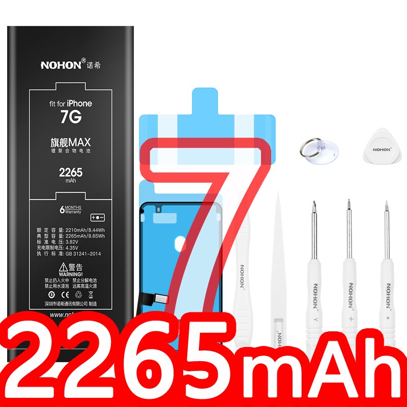 NOHON Batteria Per il iPhone 7 6S 6 Più iPhone7 iPhone6 iPhone6S del Rimontaggio di Alta Capacità Bateria 7 Più 6 Più 6sPlus Strumenti Gratuiti: For iPhone7 2265mAh