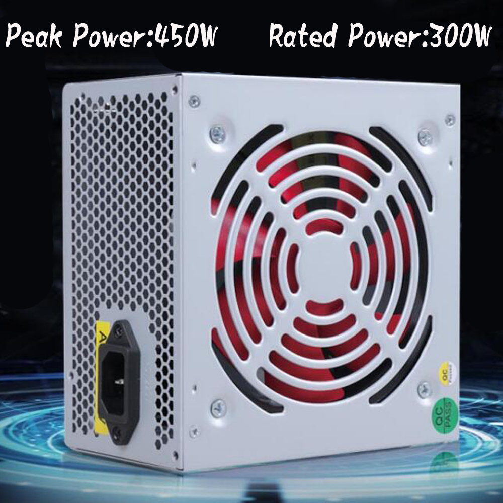 Bloc d'alimentation Pc, Max 300W, Psu, 12Cm, ventilateur silencieux, Pfc, 20 broches, 4 broches, 12V, Pc de jeu Sata, pour Intel, Amd, Com