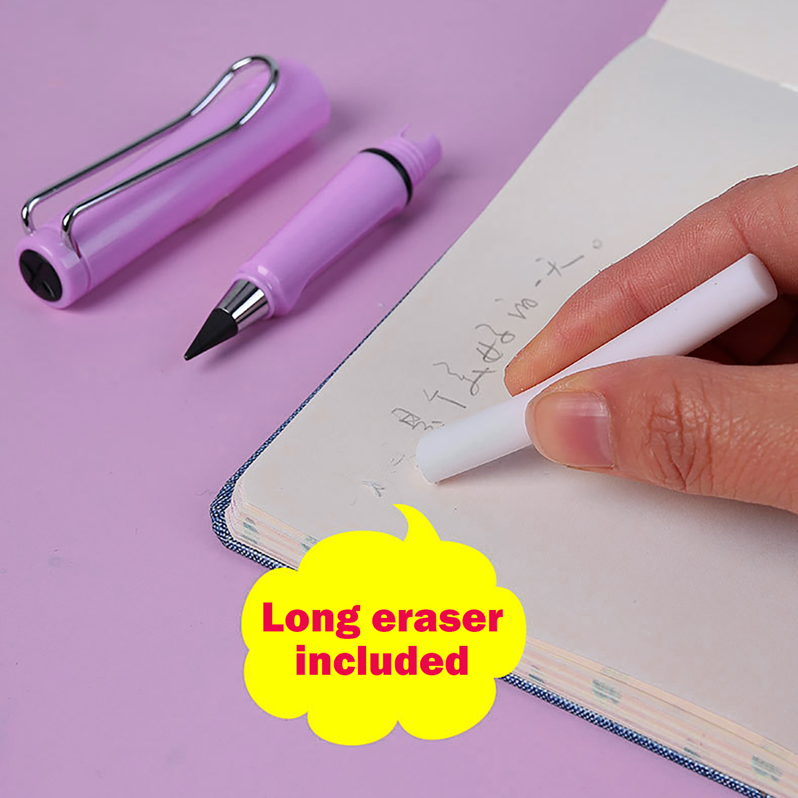 6PCS Inkless Pencil Removable Pen Nib Everlasting Pencil Signing Pen for Beginner Student Sketching Drawing