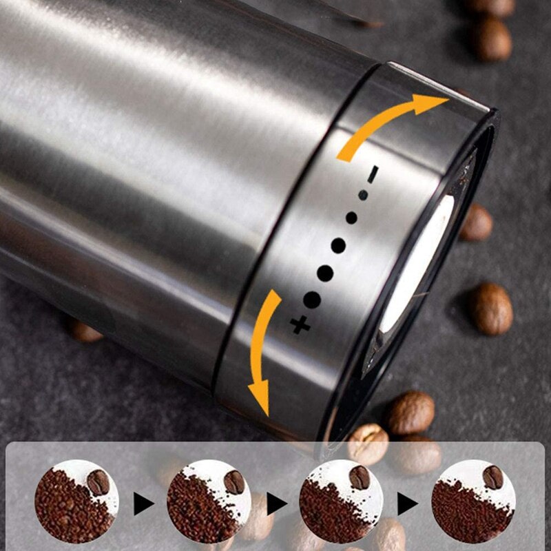 Elektrisk håndholdt kaffekværn, bærbar genopladelig gruskværn med justerbare grove malingsindstillinger