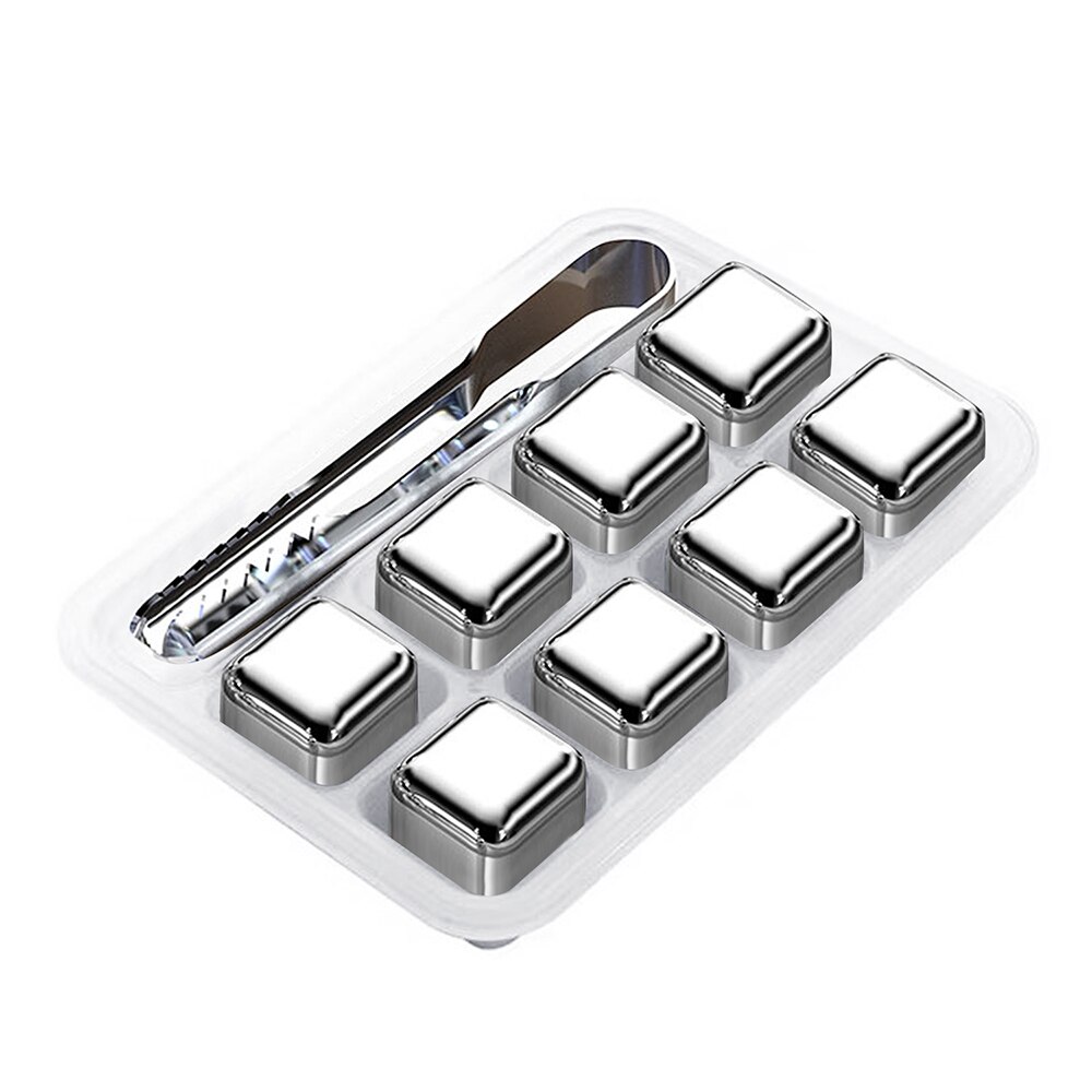 Custom Engraved Stainless Steel Whiskey Stone Ice Cubes Reusable Chilling Stones for Wine Keep Your Drink Cold Bar Tool Sets: 8pc