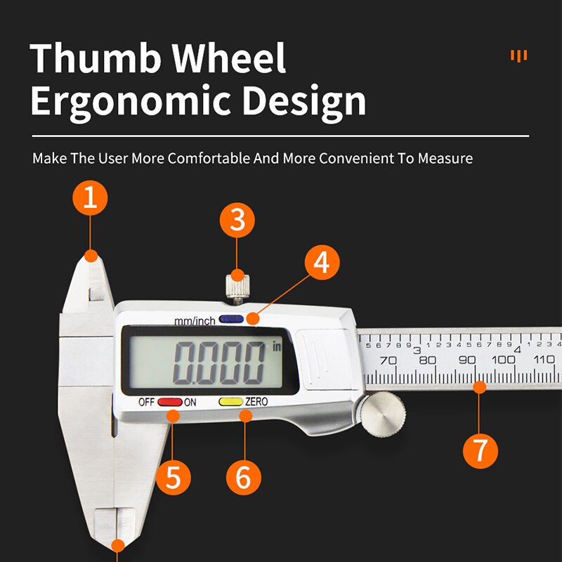 SQ Electronic Digital Caliper Metal Stainless Steel Vernier Calipers Instruments Micrometer Depth Measuring Tools Pied A Couliss