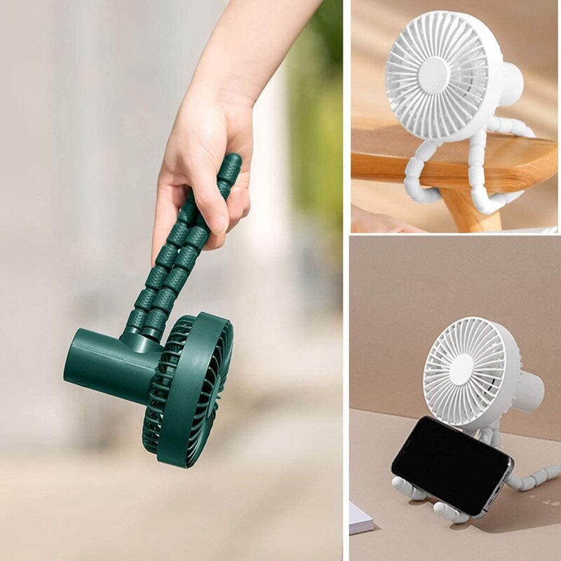Portable Fan,3 Speed USB Rechargeable 1800MAh Battery Powered Clip Fan with Flexible Tripod for Room Stroller Bike Car